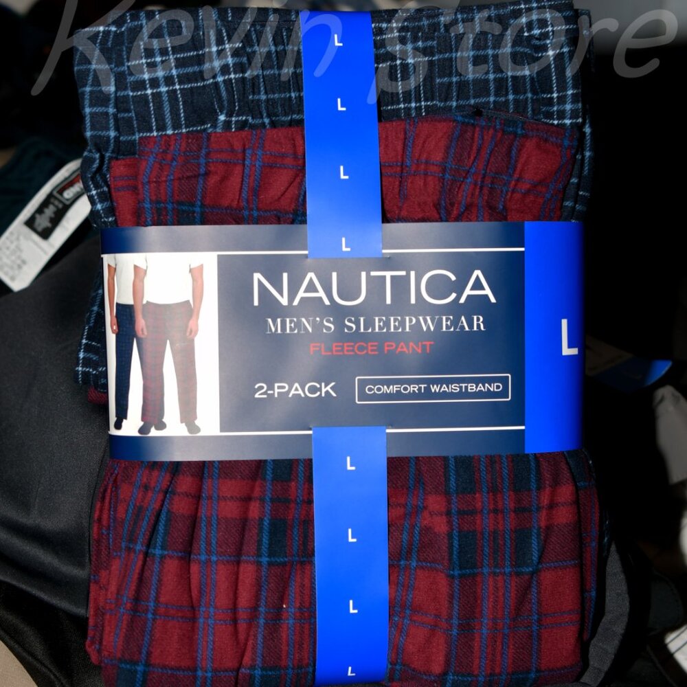 NAUTICA MEN'S SLEEPWEAR FLEECE PANT 2-PACK COMFORT WAISTBAND